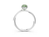 White gold Fancy Green Pear  Solitaire Diamond Ring with a Classic Band and Four-Prong Setting 3