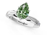 White gold Fancy Green Pear  Solitaire Diamond Twisted Band with Four-Prong Setting_112