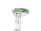 White gold Fancy Green Pear  Solitaire Diamond Twisted Band with Four-Prong Setting_121