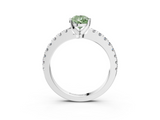 White gold Fancy Green Pear  Solitaire Diamond with Pavé Band and Four-Prong Setting_51