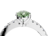 White gold Fancy Green Pear  Solitaire Diamond with Pavé Band and Four-Prong Setting_52