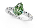 White gold Fancy Green Pear  Solitaire Diamond with Pavé Band and Four-Prong Setting_53