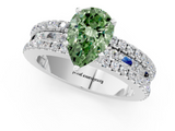 White gold Fancy Green Pear  Solitaire Diamond with Pave and Channel Set Band_92