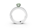 White gold Fancy Green Pear  Solitaire Diamond with Pave and Channel Set Band_94