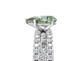 White gold Fancy Green Pear  Solitaire Diamond with Pave and Channel Set Band_95