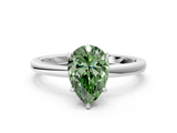 White gold Fancy Green Pear  Solitaire Engagement Ring with Cathedral Band and Four-Prong Setting_17