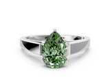 White gold Fancy Green Pear  Solitaire Engagement Ring with Four-Prong Setting and Tapered Band_3