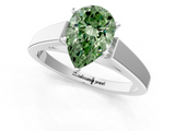 White gold Fancy Green Pear  Solitaire Engagement Ring with Four-Prong Setting and Tapered Band_4