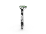 White gold Fancy Green Pear  Solitaire Engagement Ring with Scrollwork Band and Four-Prong Setting_115