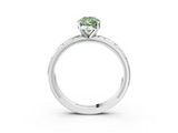 White gold Fancy Green Pear  Solitaire Engagement Ring with Scrollwork Band and Four-Prong Setting_116