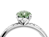 White gold Fancy Green Pear  Solitaire Engagement Ring with Scrollwork Band and Four-Prong Setting_117