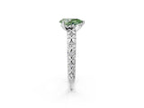 White gold Fancy Green Pear  Solitaire Floral Milgrain Engagement Ring_54