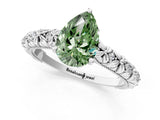 White gold Fancy Green Pear  Solitaire Floral Milgrain Engagement Ring_56