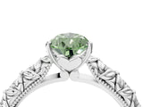 White gold Fancy Green Pear  Solitaire Floral Milgrain Engagement Ring_59