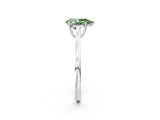 White gold Fancy Green Pear  Solitaire Heart Prong Engagement Ring with Tapered Band_79