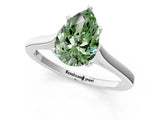 White gold Fancy Green Pear  Solitaire Heart Prong Engagement Ring with Tapered Band_80
