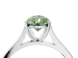 White gold Fancy Green Pear  Solitaire Heart Prong Engagement Ring with Tapered Band_83