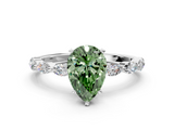 White gold Fancy Green Pear  Solitaire Marquise Side Stone Prong Setting Ring_44