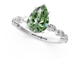 White gold Fancy Green Pear  Solitaire Marquise Side Stone Prong Setting Ring_45