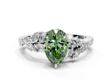 White gold Fancy Green Pear  Solitaire Marquise Twist Band with Six-Prong Setting_114