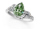 White gold Fancy Green Pear  Solitaire Marquise Twist Band with Six-Prong Setting_115