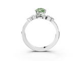 White gold Fancy Green Pear  Solitaire Marquise Twist Band with Six-Prong Setting_118