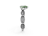 White gold Fancy Green Pear  Solitaire Milgrain Diamond Engagement Ring with Bezel and Marquise Band_195
