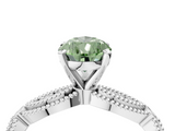 White gold Fancy Green Pear  Solitaire Milgrain Diamond Engagement Ring with Bezel and Marquise Band_198