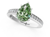 White gold Fancy Green Pear  Solitaire Pavé Band Prong Setting Ring_21