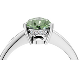 White gold Fancy Green Pear  Solitaire Pavé Band Prong Setting Ring_24