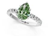 White gold Fancy Green Pear  Solitaire Pavé Band with Four-Prong Setting_166