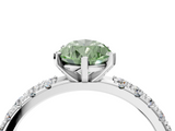White gold Fancy Green Pear  Solitaire Pavé Band with Four-Prong Setting_168