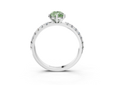 White gold Fancy Green Pear  Solitaire Pavé Band with Four-Prong Setting_168