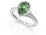 White gold Fancy Green Pear  Solitaire Pavé Band with Four-Prong Setting_63