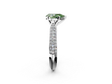White gold Fancy Green Pear  Solitaire Pavé Diamond Engagement Ring with Four-Prong Setting_157