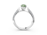 White gold Fancy Green Pear  Solitaire Pavé Diamond Engagement Ring with Four-Prong Setting_158