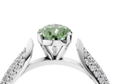 White gold Fancy Green Pear  Solitaire Pavé Diamond Engagement Ring with Four-Prong Setting_160