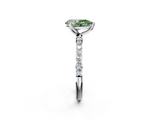 Platinum 4.06 Carat Green VS1 Pear Diamond Solitaire Engagement Ring with Round Pavé Band and Prong Setting
