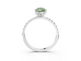 Platinum 4.06 Carat Green VS1 Pear Diamond Solitaire Engagement Ring with Round Pavé Band and Prong Setting