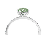 Platinum 4.06 Carat Green VS1 Pear Diamond Solitaire Engagement Ring with Round Pavé Band and Prong Setting