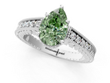 White gold Fancy Green Pear  Solitaire Pavé Diamond Milgrain Engagement Ring with Four-Prong Setting_49
