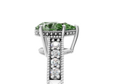 White gold Fancy Green Pear  Solitaire Pavé Diamond Milgrain Engagement Ring with Four-Prong Setting_53