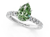 White gold Fancy Green Pear  Solitaire Pave Diamond Engagement Ring with Four-Prong Setting_245