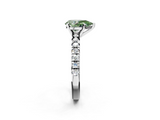 White gold Fancy Green Pear  Solitaire Pave Diamond Engagement Ring with Four-Prong Setting_266