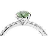 White gold Fancy Green Pear  Solitaire Pave Diamond Engagement Ring with Four-Prong Setting_268