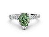 White gold Fancy Green Pear  Solitaire Pave Diamond Engagement Ring with Prong Setting_20