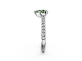 White gold Fancy Green Pear  Solitaire Pave Diamond Engagement Ring with Prong Setting_22