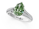 White gold Fancy Green Pear  Solitaire Pave Split Shank Engagement Ring with Six-Prong Setting_55