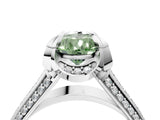 White gold Fancy Green Pear  Solitaire Pave Split Shank Ring with Four-Prong Setting_169