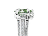 White gold Fancy Green Pear  Solitaire Pave Split Shank Ring with Four-Prong Setting_170